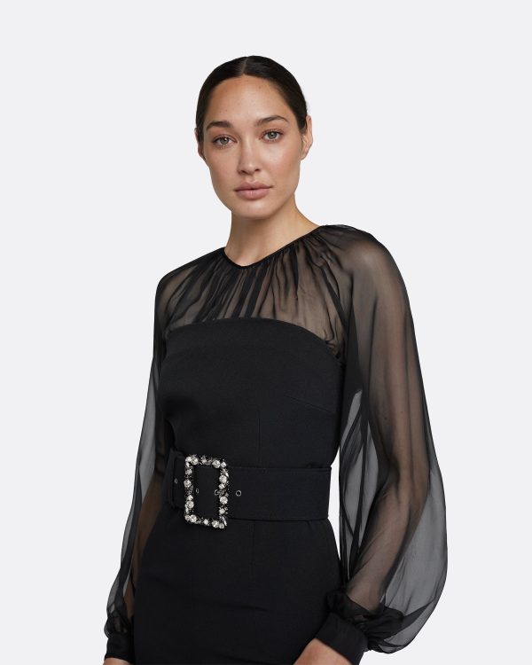 Aternia Black Jumpsuit With Embroidered Buckle Belt - Image 3