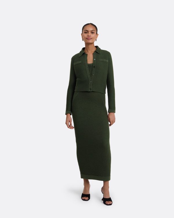 Klaudette Olive Crochet Midi Dress - Image 7
