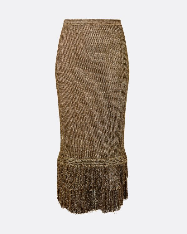 Remmie Gold Knit Skirt - Image 4