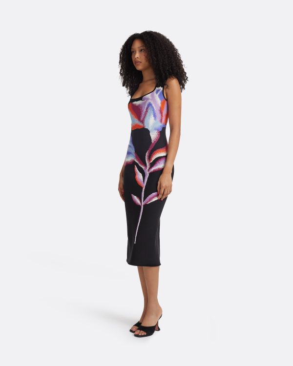 Nura Black Knit Midi Dress - Image 4