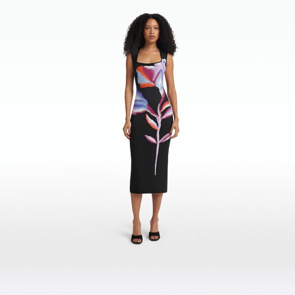 Nura Black Knit Midi Dress - Image 6