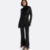 Mari Black Deco Fringe Trousers