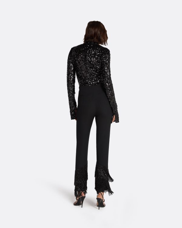 Mari Black Deco Fringe Trousers - Image 2