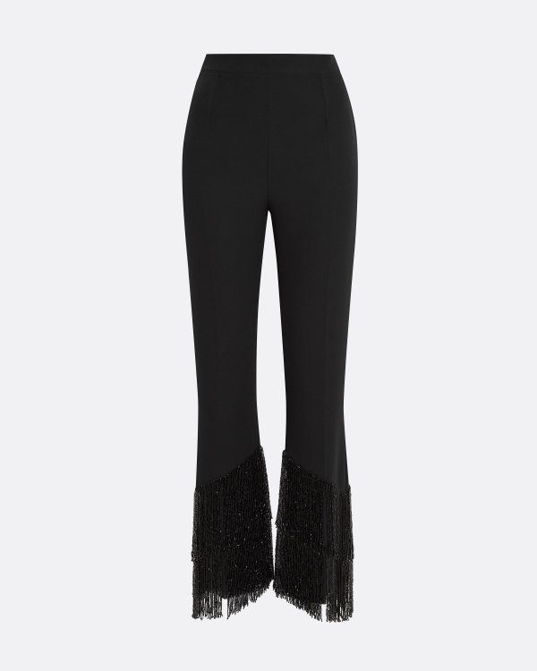 Mari Black Deco Fringe Trousers - Image 5