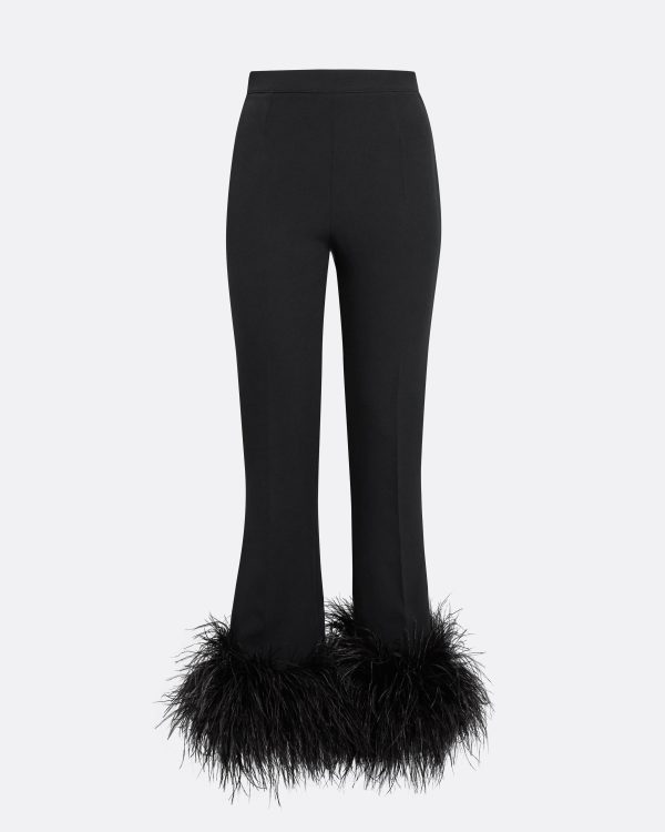 Mari Black Feather-Trimmed Trousers - Image 5
