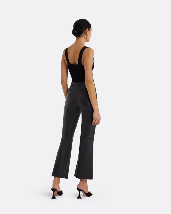 Mari Black Vegan Leather Trousers - Image 2