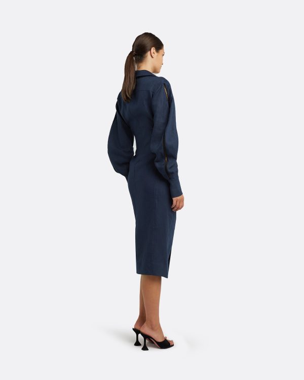 Oriana Navy Midi Dress - Image 2
