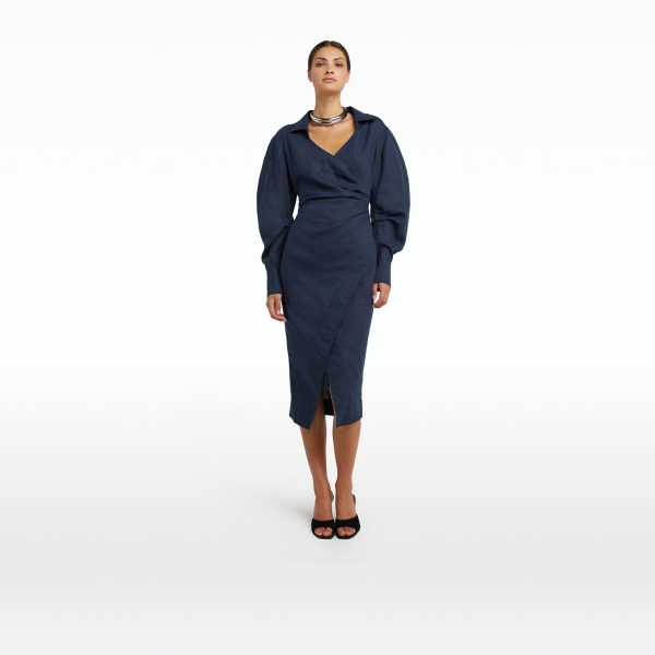 Oriana Navy Midi Dress - Image 6