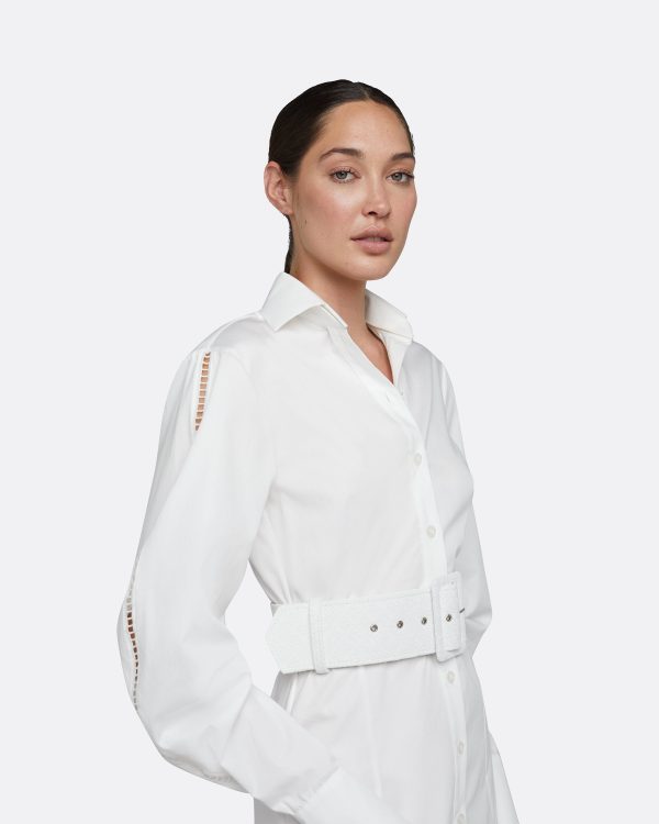 Evie Ivory Cotton Midi Dress - Image 3