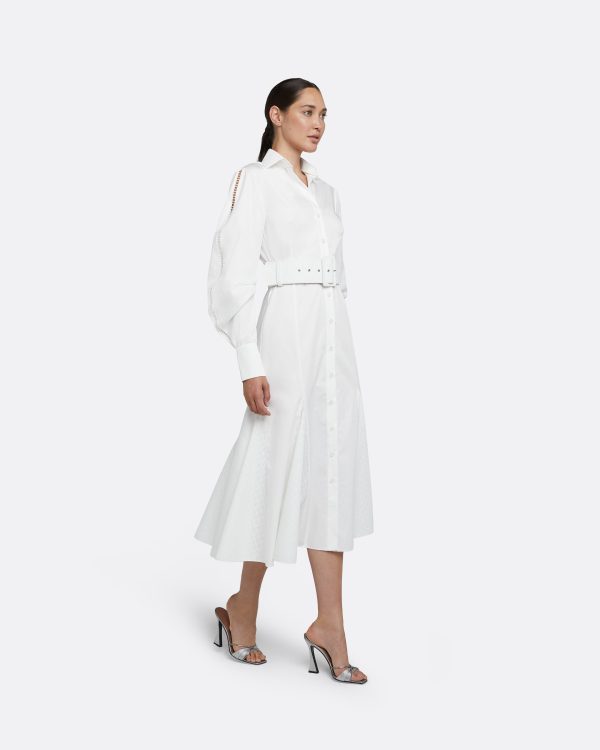 Evie Ivory Cotton Midi Dress - Image 4