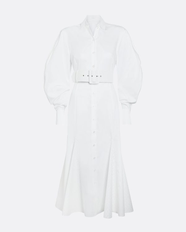 Evie Ivory Cotton Midi Dress - Image 6