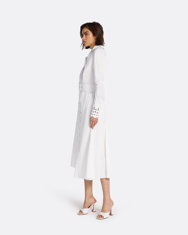 Evie Ivory Cotton & Silver Midi Dress - Image 4