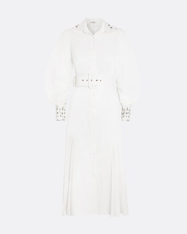 Evie Ivory Cotton & Silver Midi Dress - Image 5