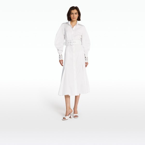 Evie Ivory Cotton & Silver Midi Dress - Image 6