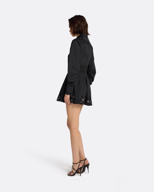 Oksana Black Cotton & Silver Short Dress - Image 2