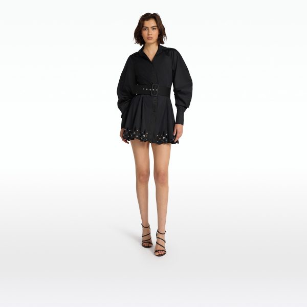 Oksana Black Cotton & Silver Short Dress - Image 6