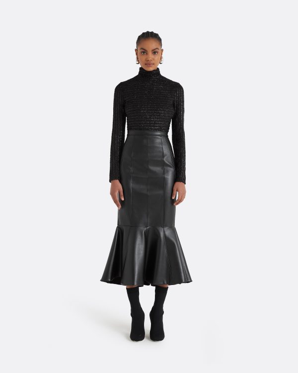 Henner Black Vegan Leather Skirt - Image 4