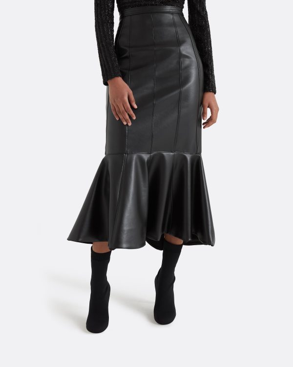 Henner Black Vegan Leather Skirt - Image 5