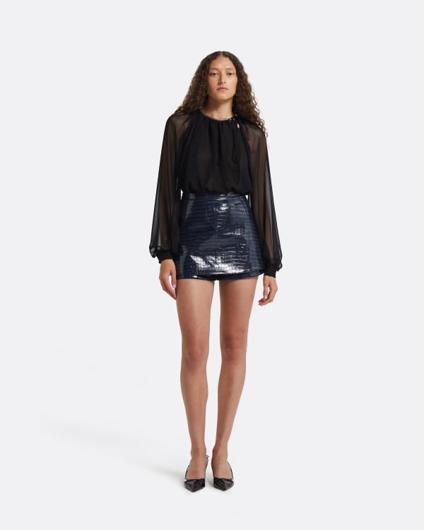 Matilda Navy Croc Skirt