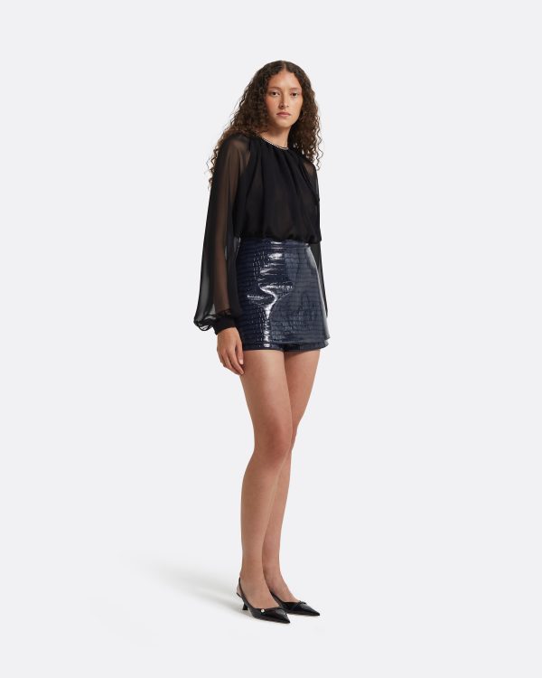 Matilda Navy Croc Skirt - Image 4