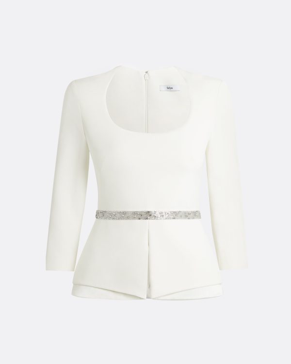 Caia Ivory Top With Embroidered Belt - Image 5