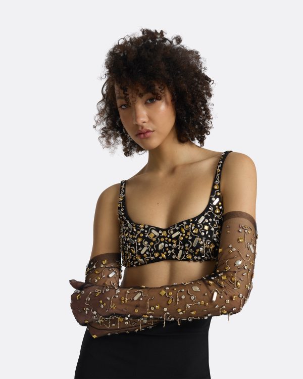 Sophe Black & Celestial Scatter Embroidery Top - Image 3