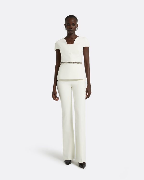 Geena Embroidered Ivory Top