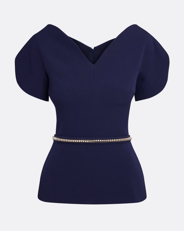 Finty Azurite Blue Top With Embroidered Belt - Image 5